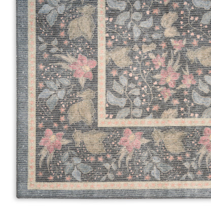 Nourison Home Botanical Washables  Charcoal Multicolor  Contemporary