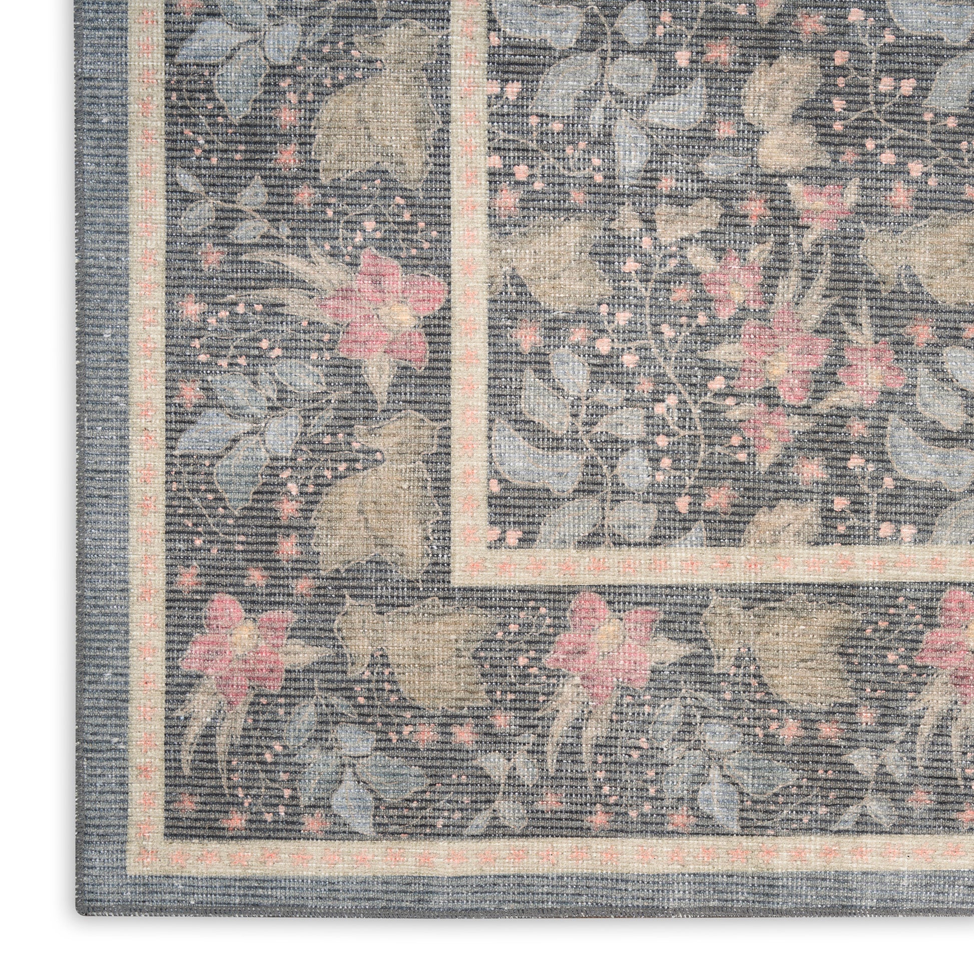 Nourison Home Botanical Washables  Charcoal Multicolor  Contemporary