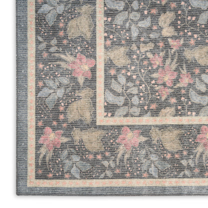 Nourison Home Botanical Washables  Charcoal Multicolor  Contemporary