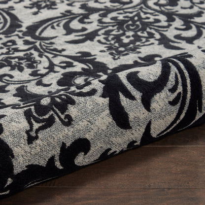 Nourison Home Damask  Black White  Traditional