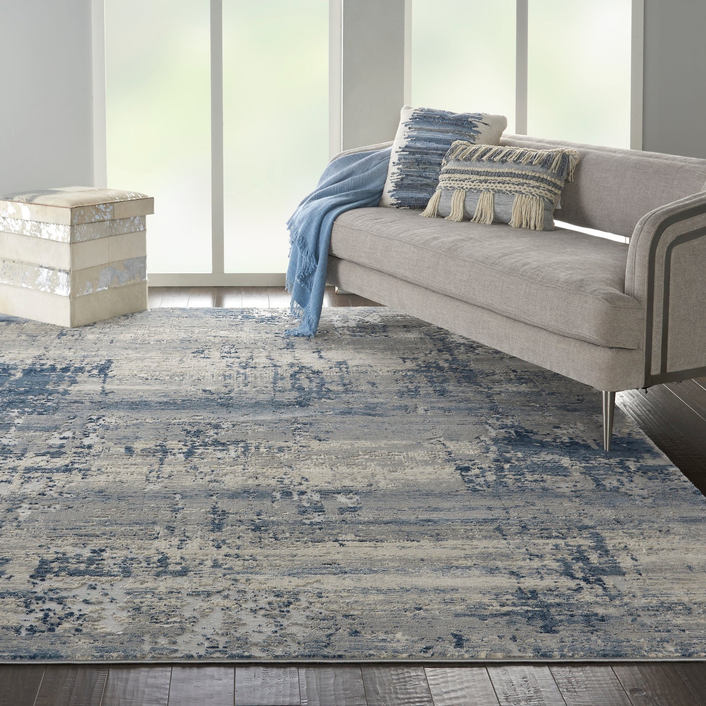 Nourison Home Rustic Textures  Ivory Blue  Contemporary