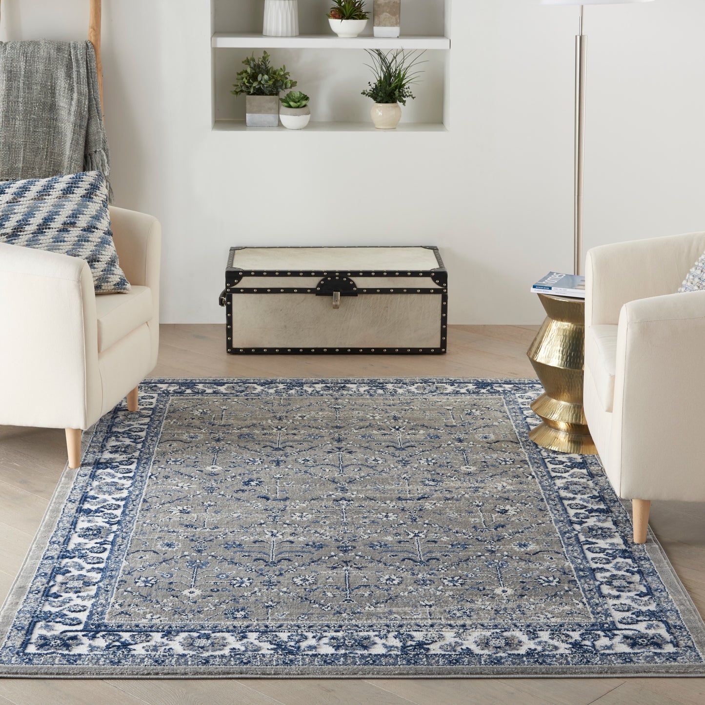 Nourison Home Cyrus  Ivory Navy  Traditional