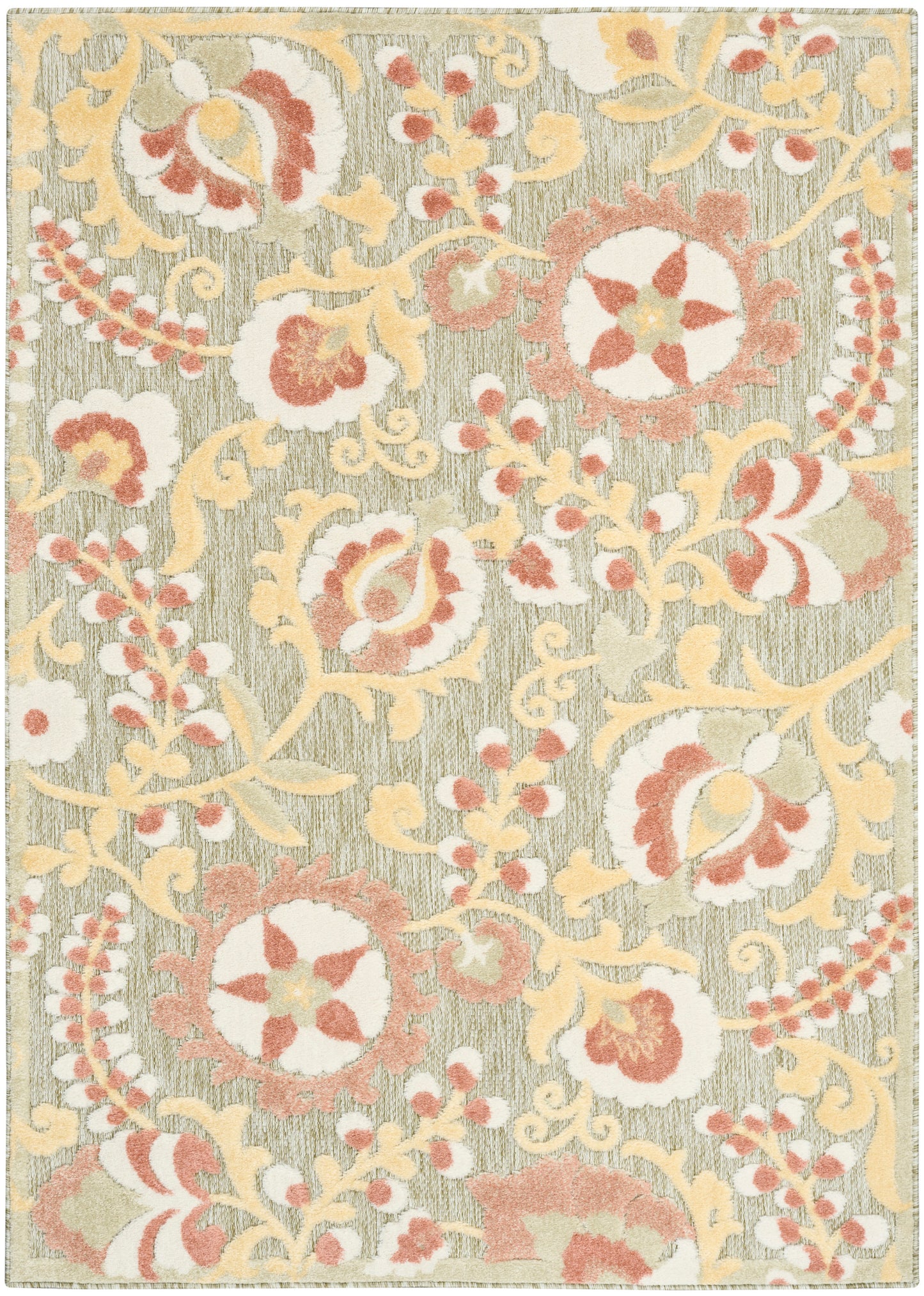 Nourison Home Aloha ALH17 Sage Rose Contemporary Power-loomed Rugs