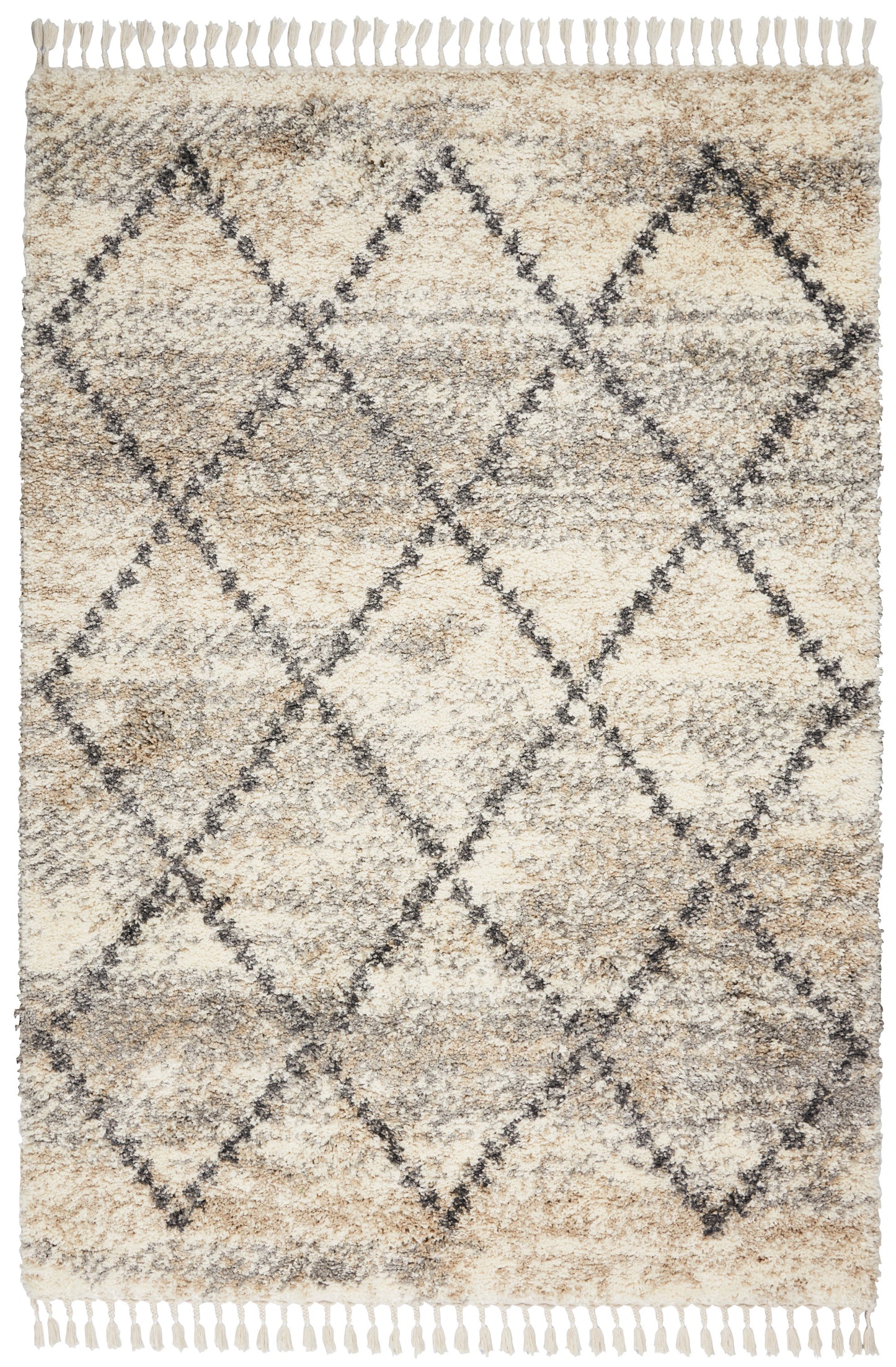 Nourison Home Oslo Shag OSL01 Ivory Grey Contemporary Power-loomed Rug