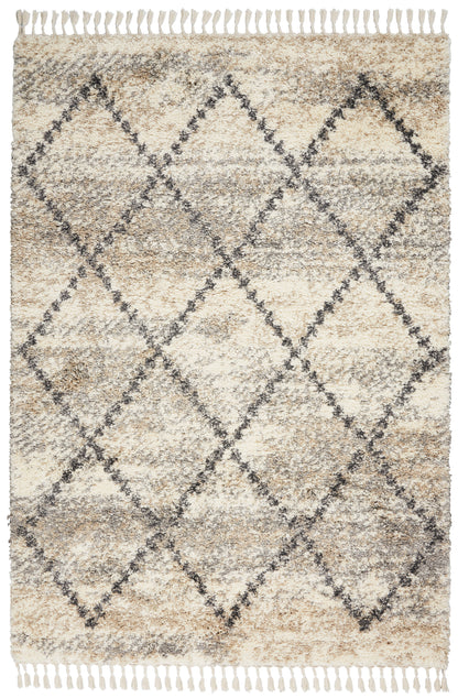 Nourison Home Oslo Shag OSL01 Ivory Grey Contemporary Power-loomed Rug