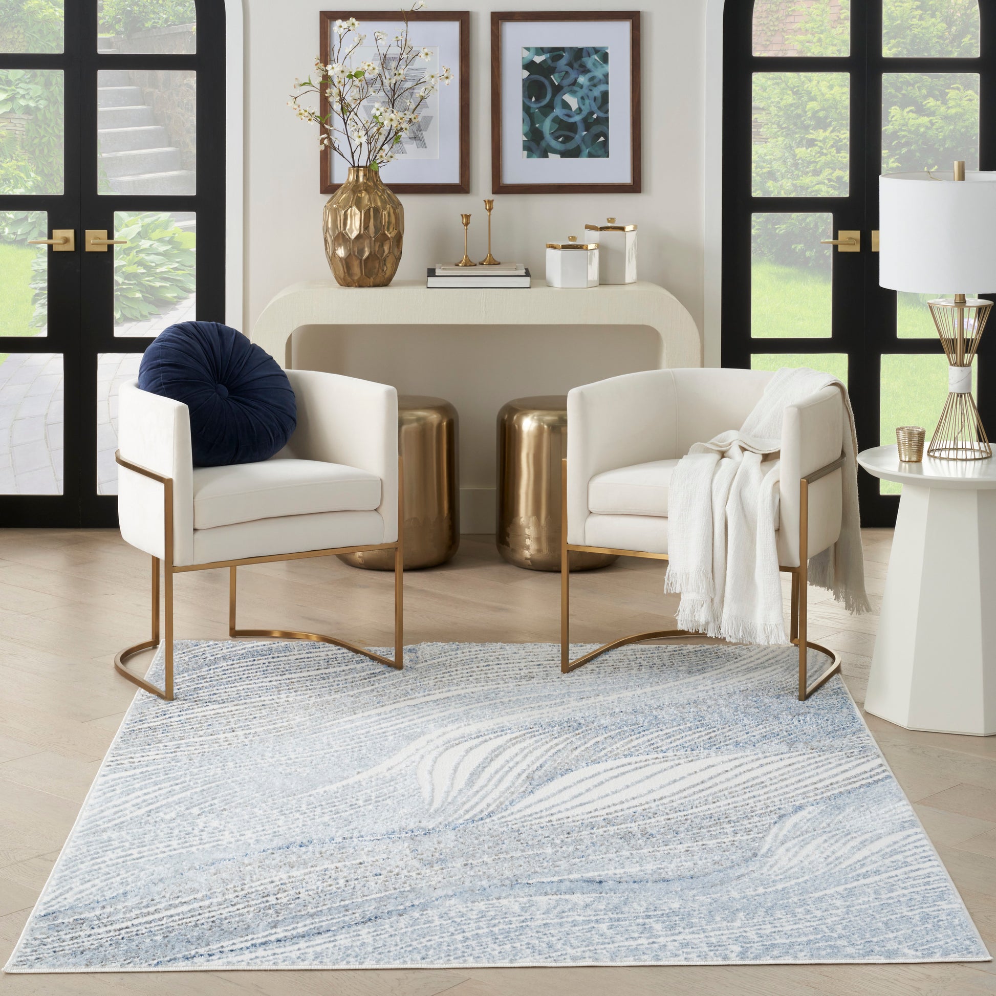 Nourison Home Fascination  Ivory Blue  Contemporary