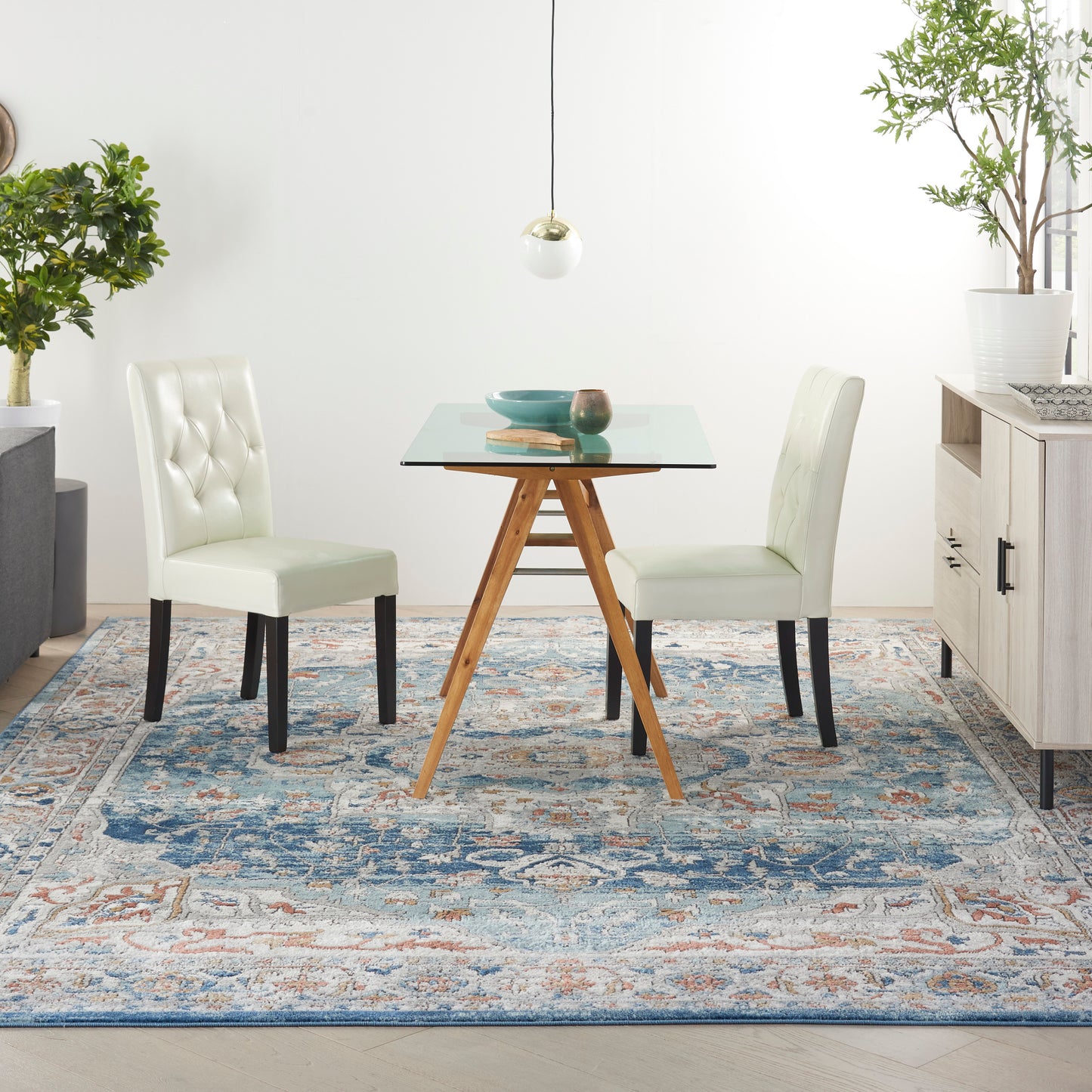 Nourison Home Quarry  Ivory Blue  Traditional