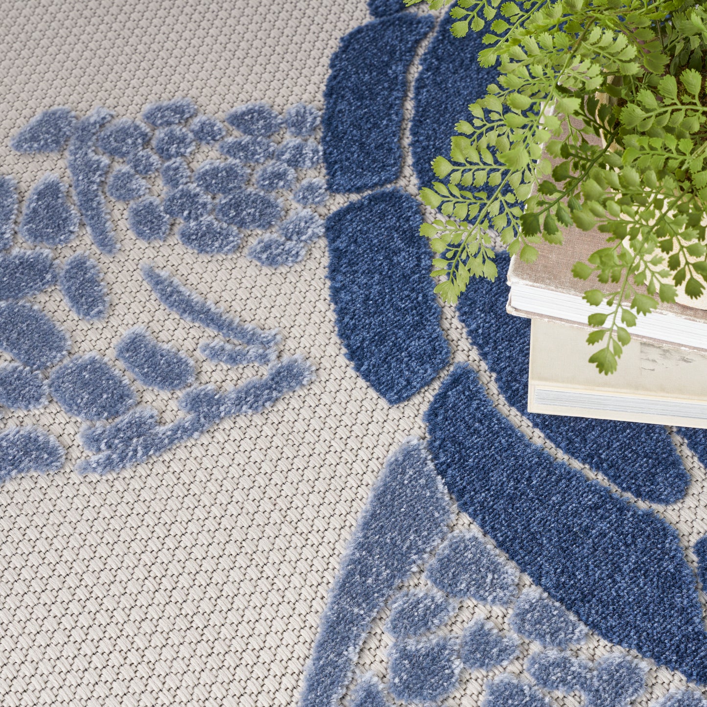 Nourison Home Aloha  Navy Blue  Contemporary