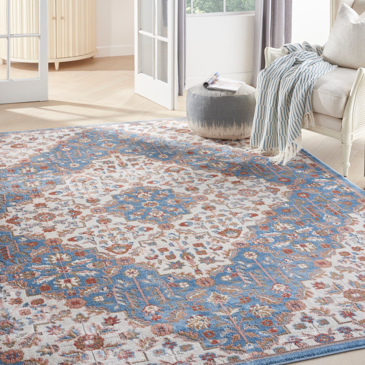 Nourison Home Elation  Ivory Blue  Traditional
