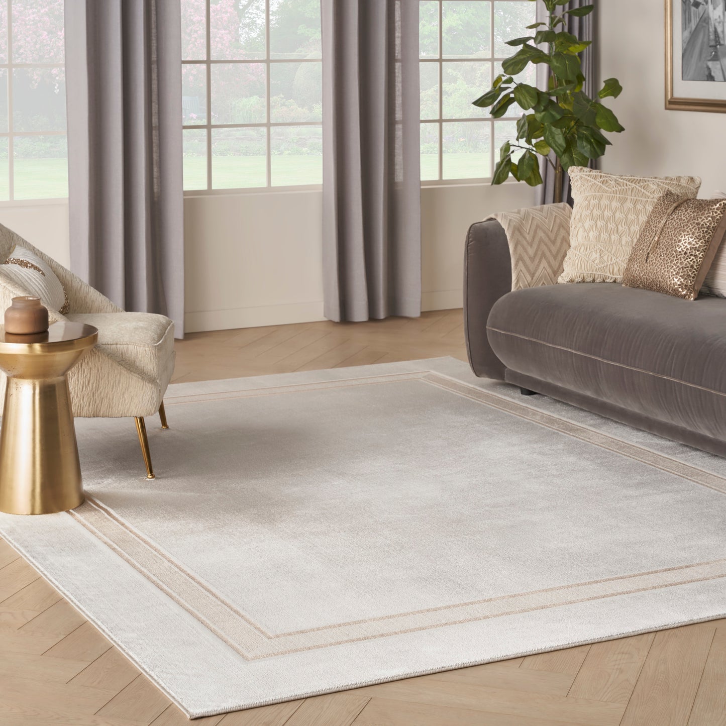 Nourison Home Glitz  Ivory Cream  Contemporary