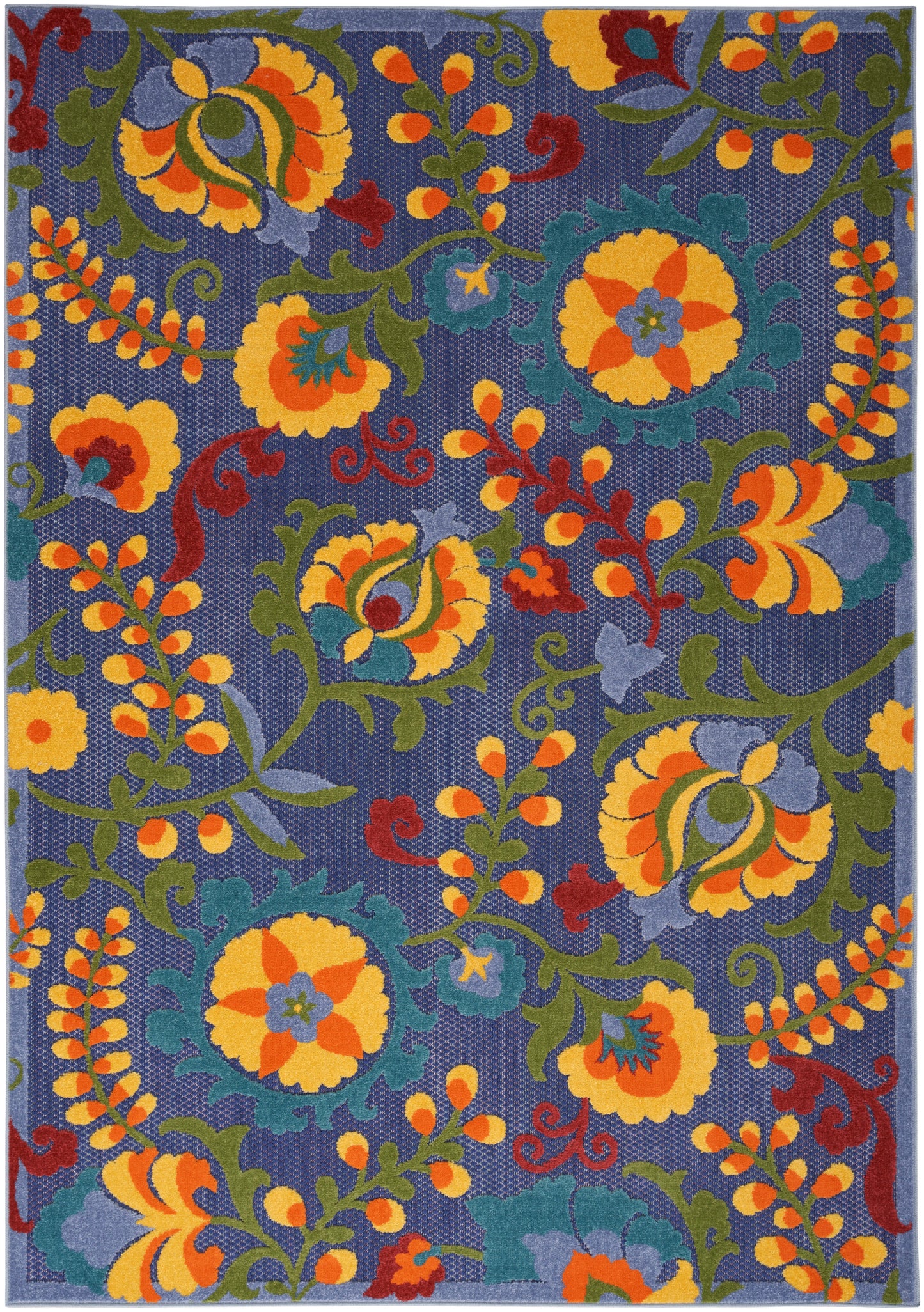 Nourison Home Aloha ALH17 Navy Multicolor Contemporary Power-loomed Rugs