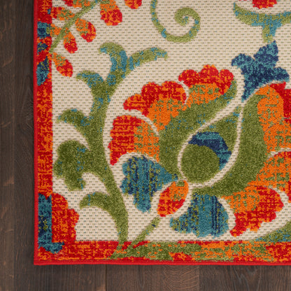 Nourison Home Aloha  Red Multicolor  Contemporary