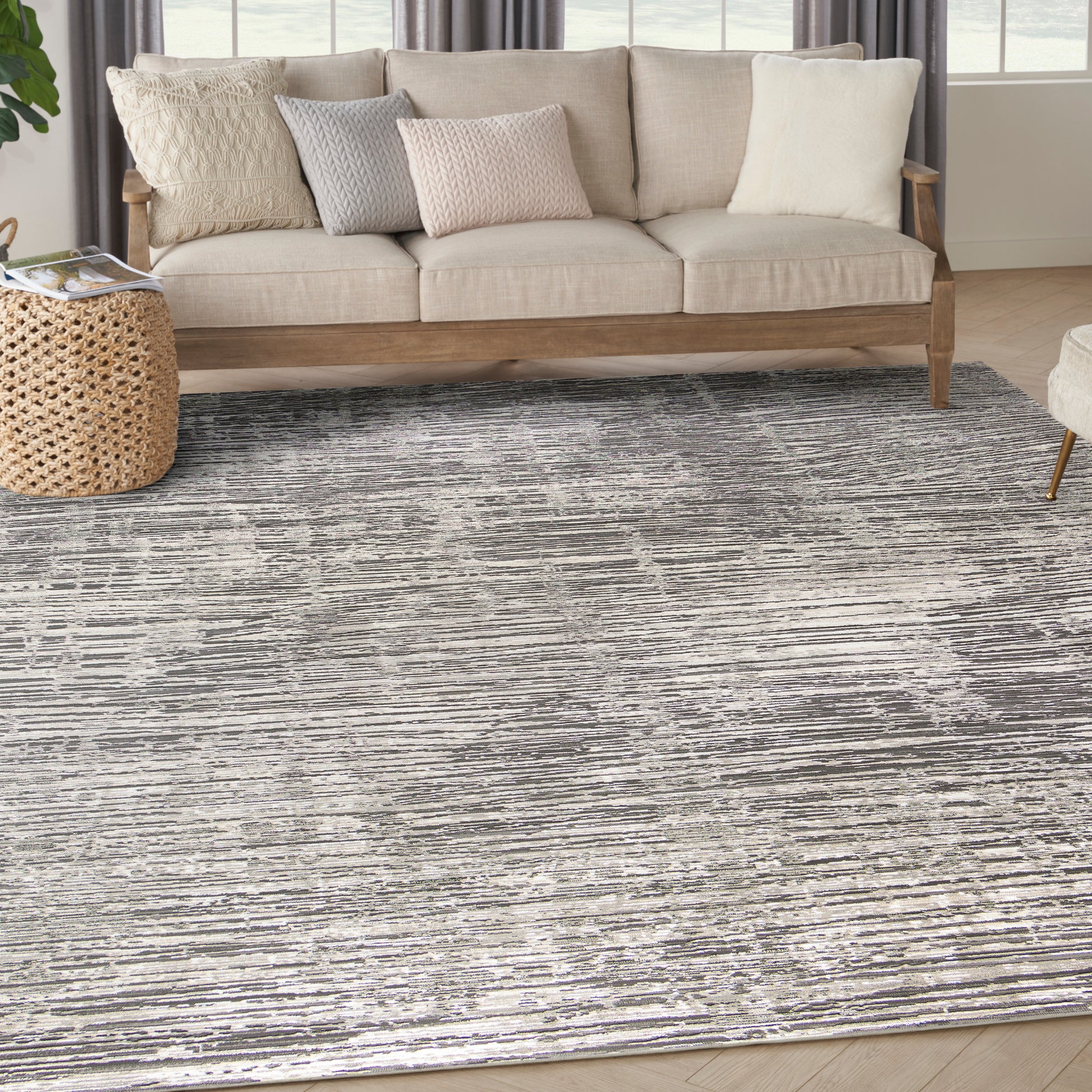 Nourison Home Sustainable Trends  Ivory Grey  Contemporary