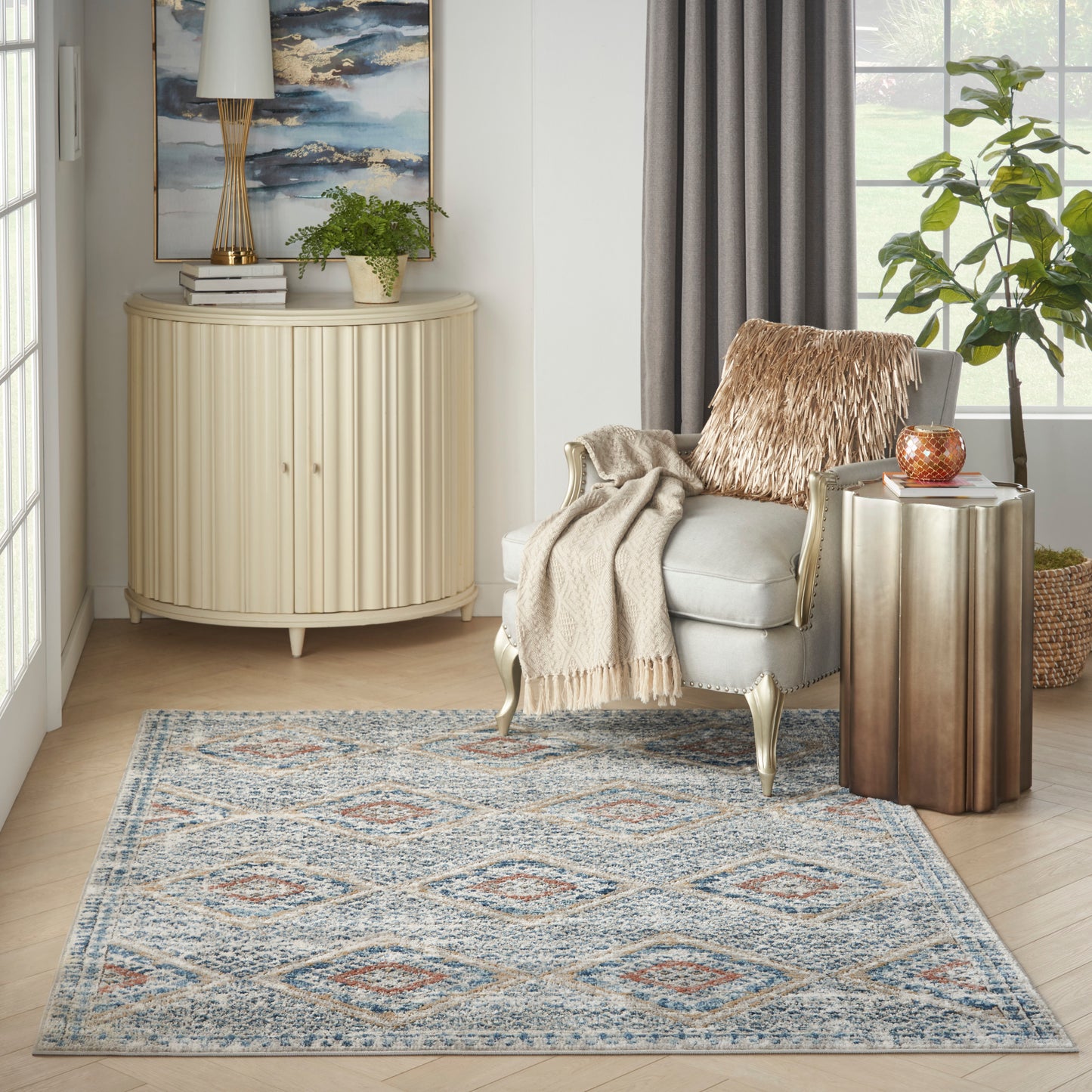 Nourison Home Quarry  Blue Multicolor  Contemporary