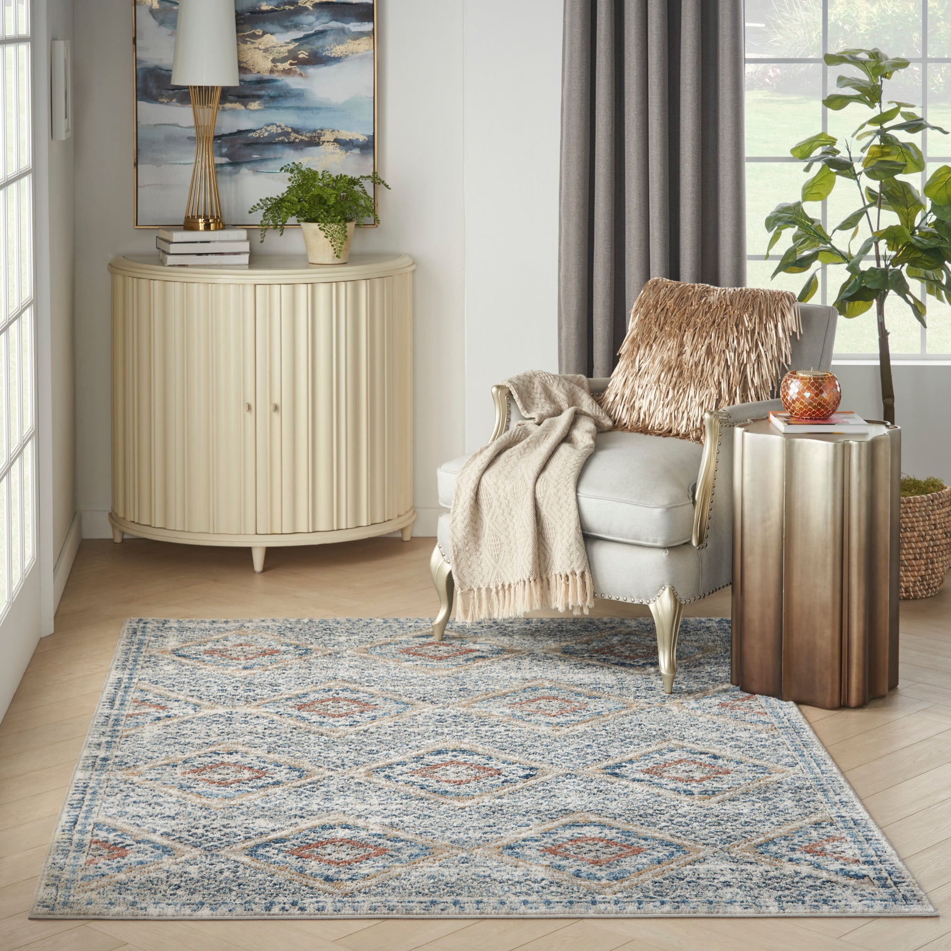 Nourison Home Quarry  Blue Multicolor  Contemporary