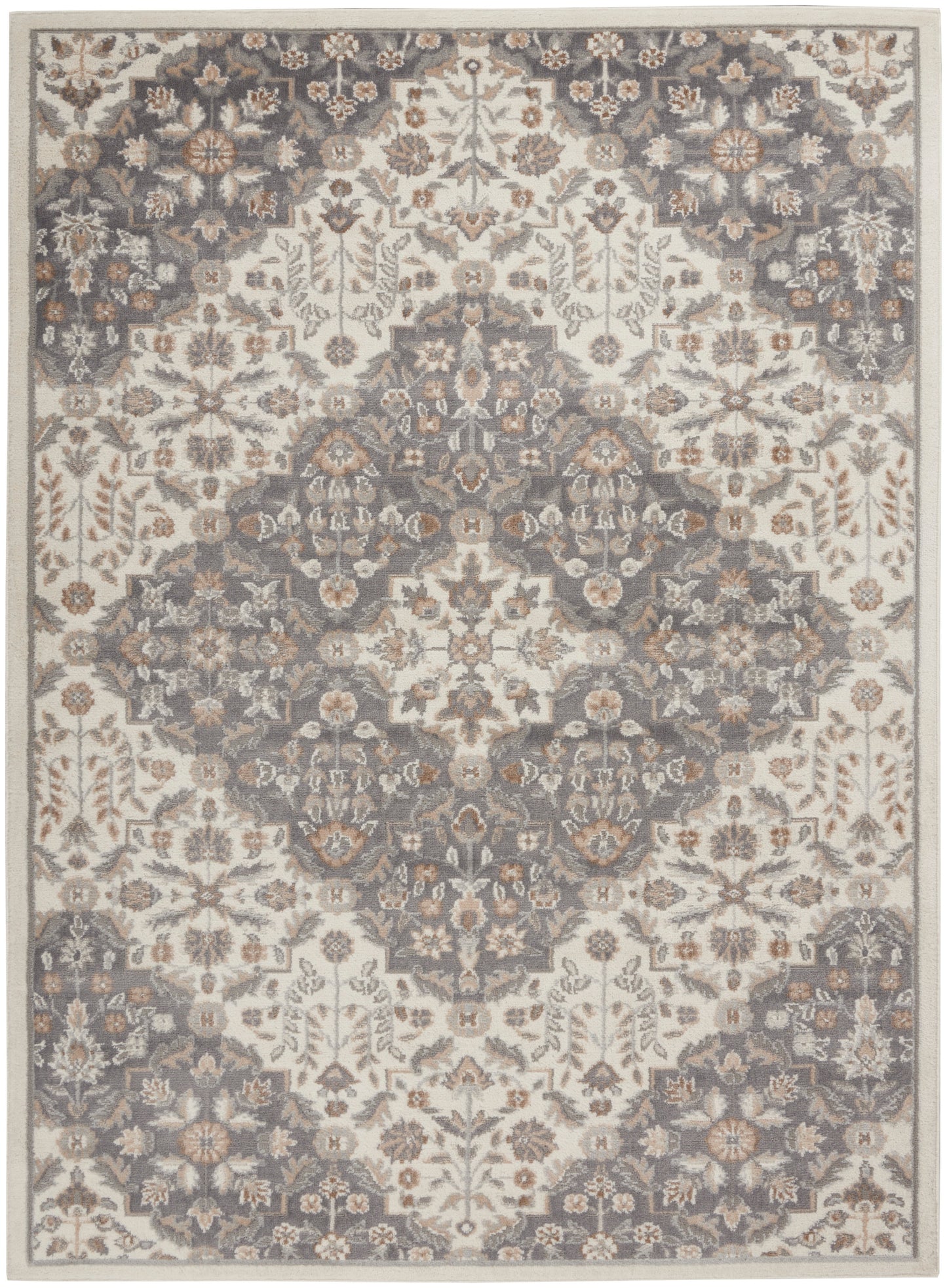 Nourison Home Elation ETN08 Ivory Grey Traditional Power-loomed Rug