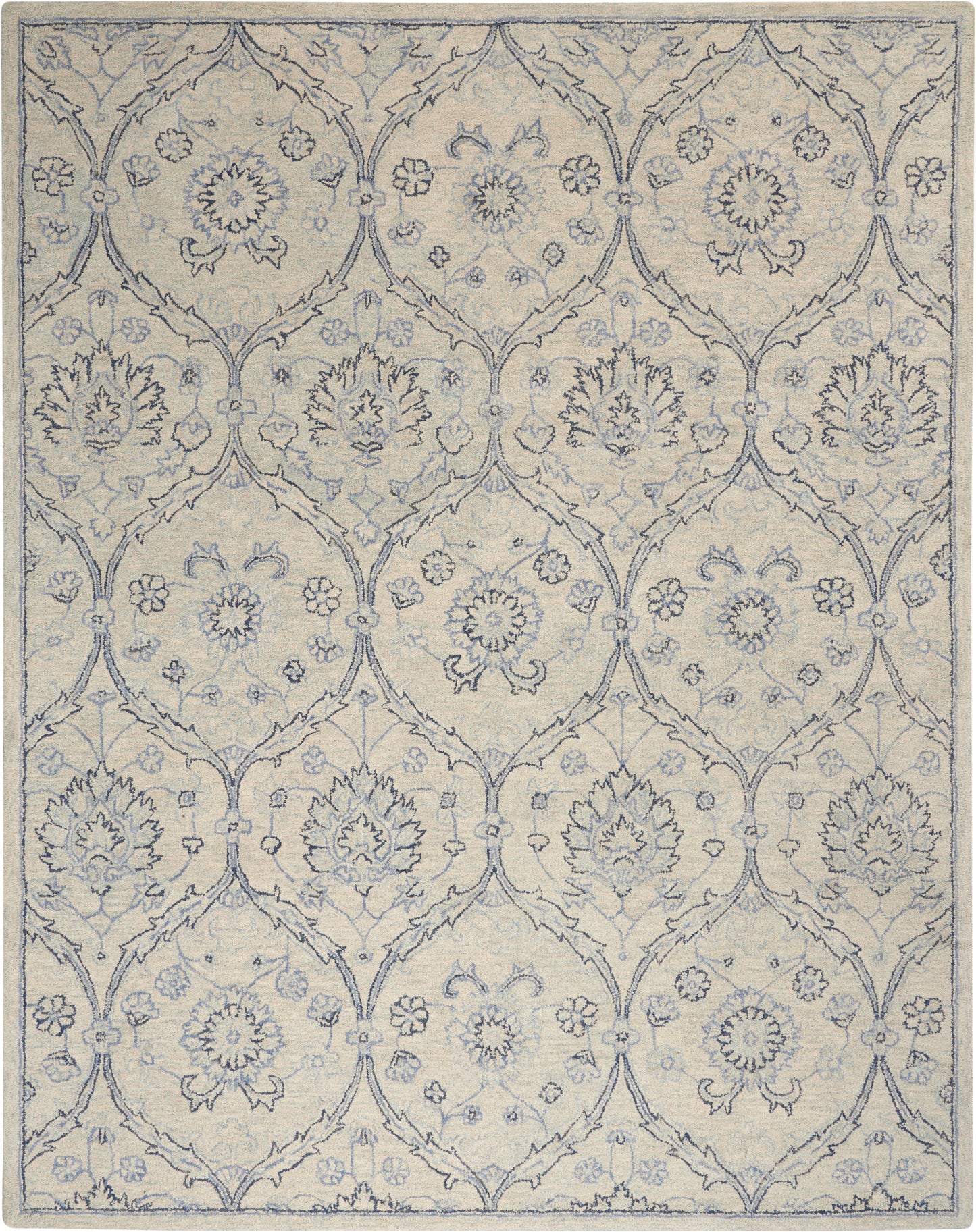 Nourison Home Jazmine  Ivory Blue  Traditional