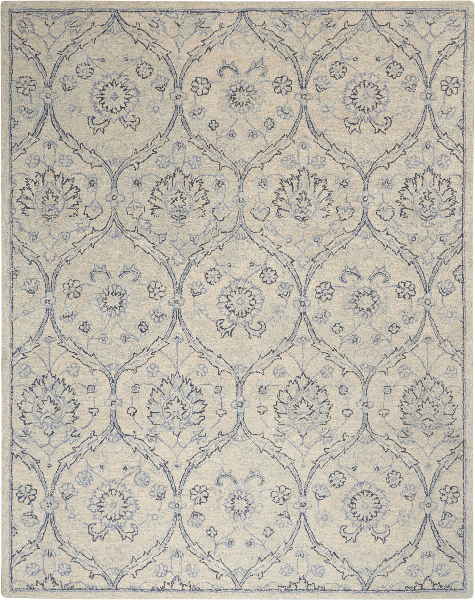 Nourison Home Jazmine  Ivory Blue  Traditional