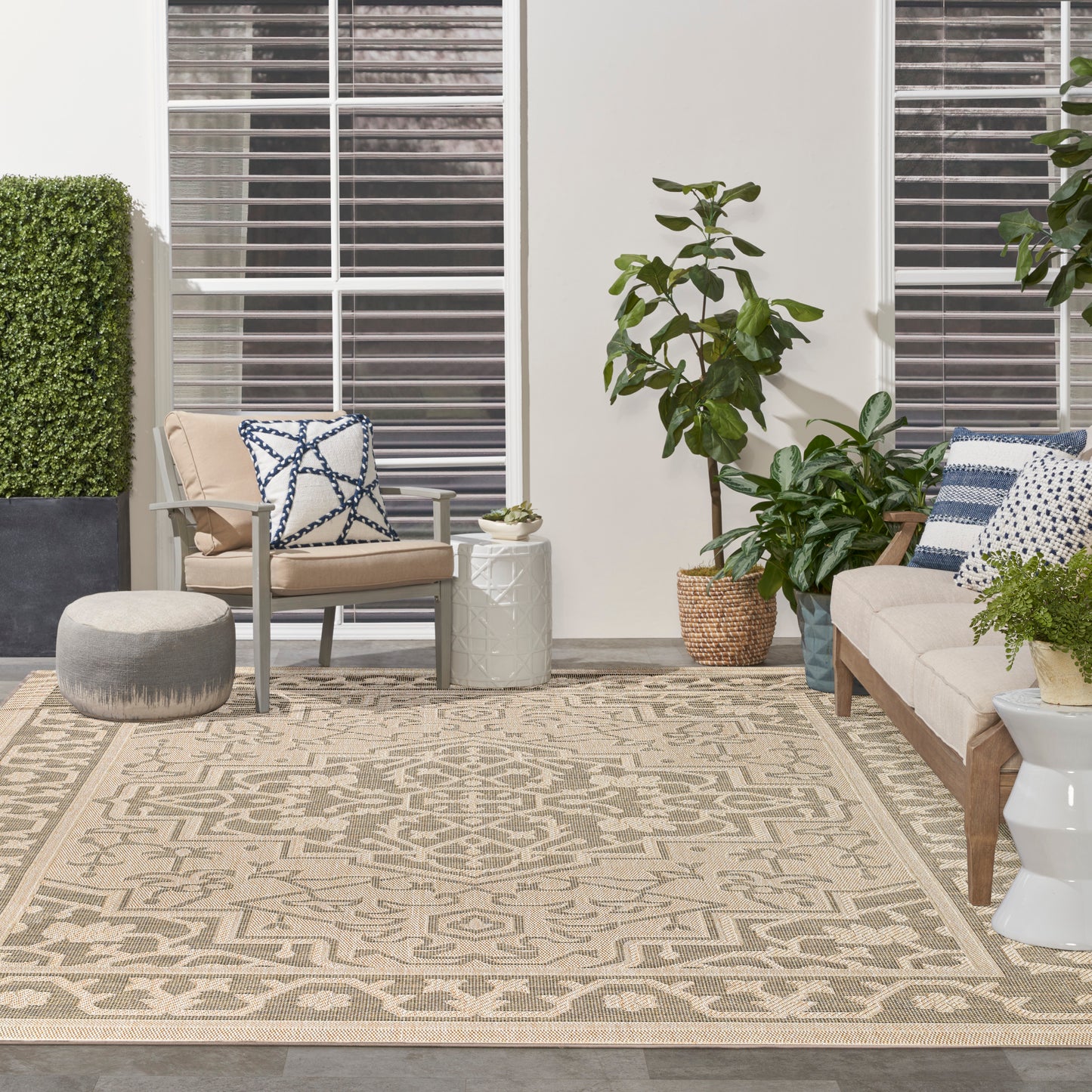 Nourison Home Tulum  Taupe Olive  Contemporary