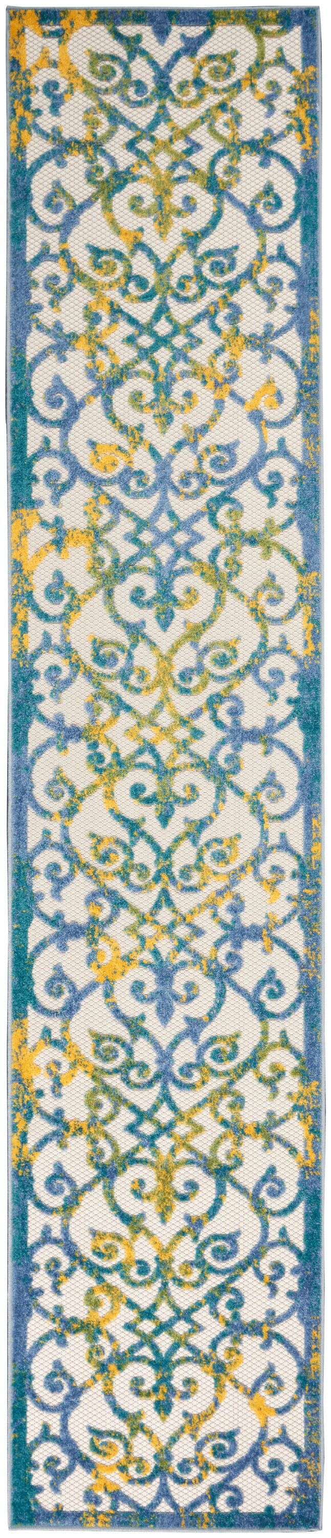 Nourison Home Aloha ALH21 Ivory Blue Contemporary Power-loomed Rugs