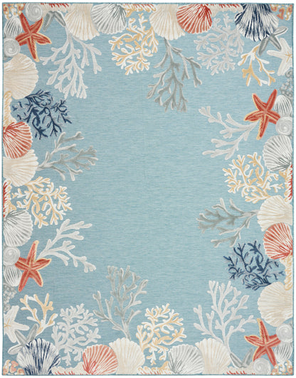 Nourison Home Suncoast SNC04 Teal Multicolor Contemporary Machine Woven Rug