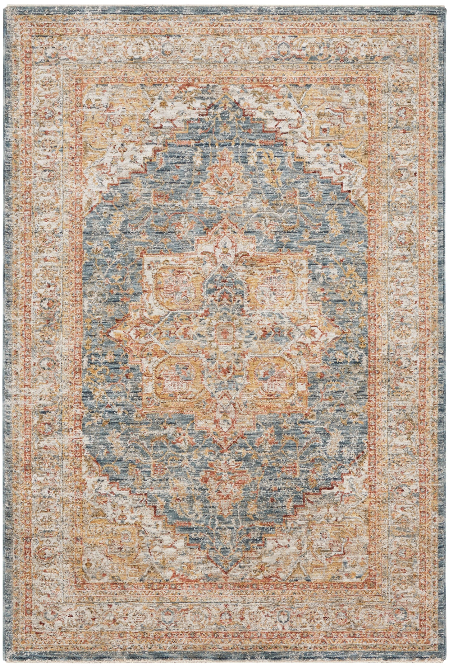 Nourison Home Sahar SHR06 Ivory Blue Traditional Power-loomed Rug