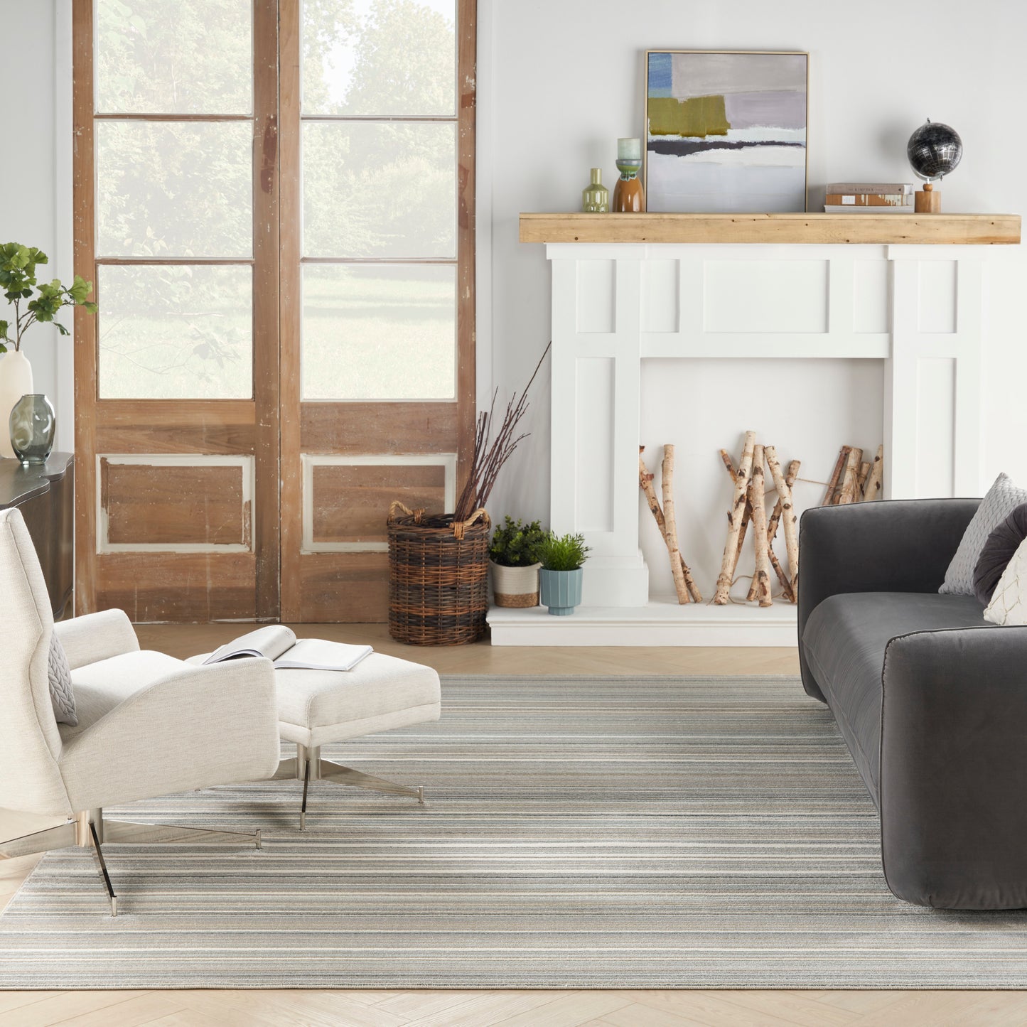 Nourison Home Marmara  Grey Ivory Teal  Contemporary