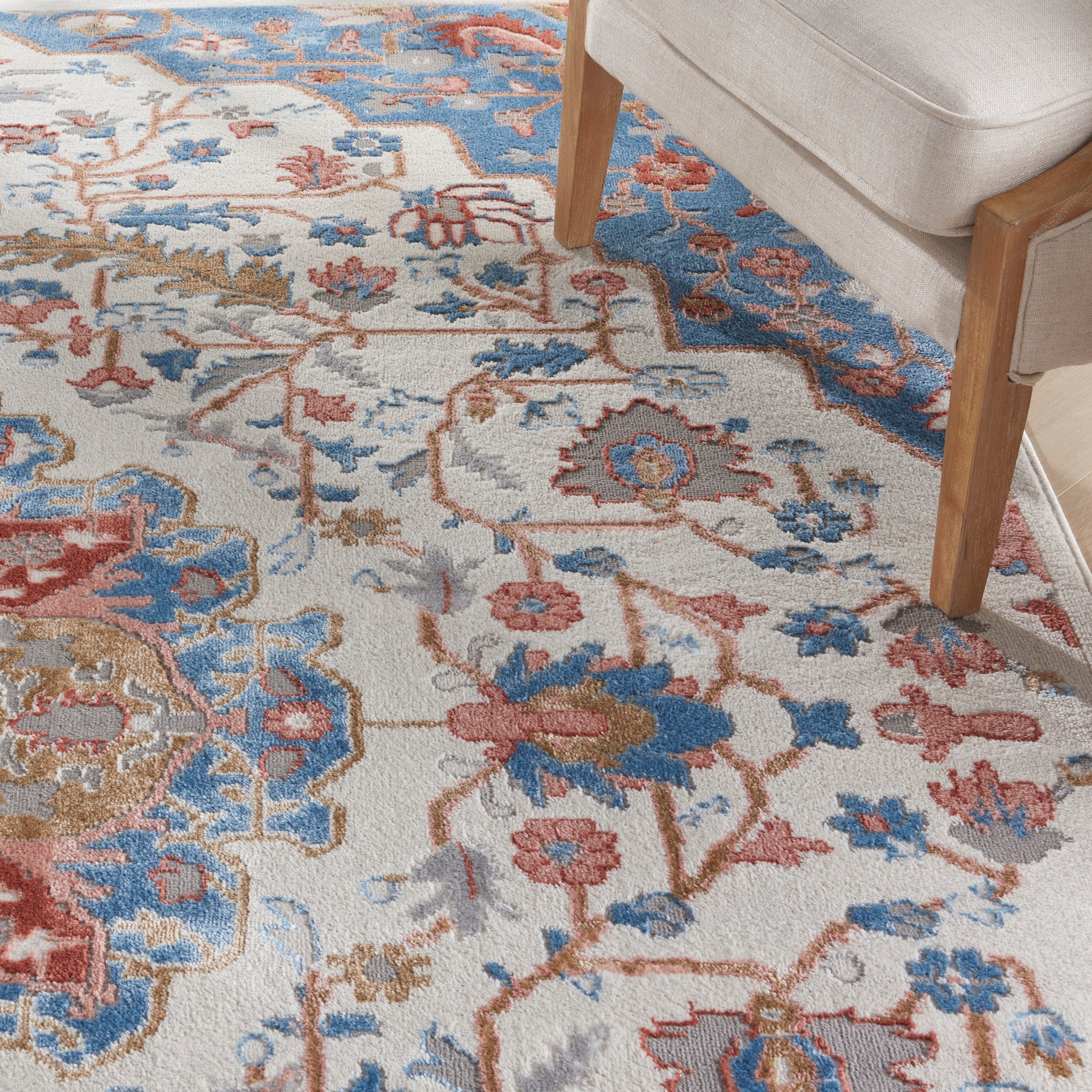 Nourison Home Elation  Ivory Blue  Traditional