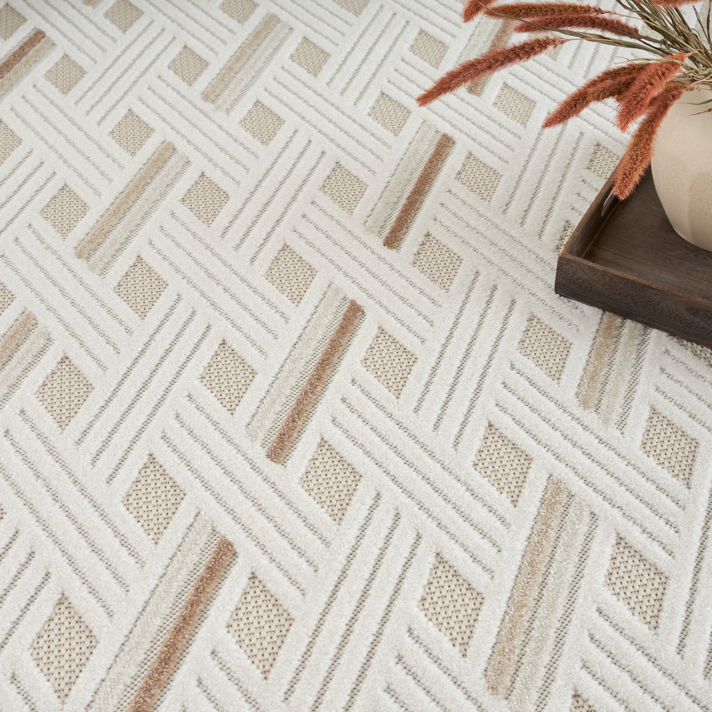 Nourison Home Care Free  Ivory Beige  Contemporary