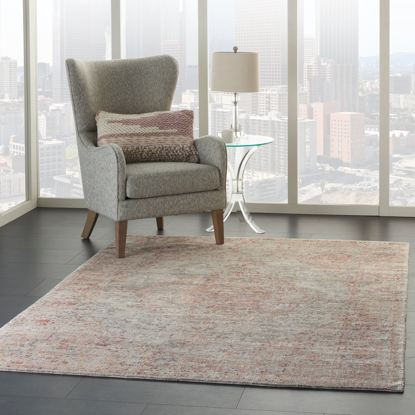 Nourison Home Lucent  Silver Red  Transitional