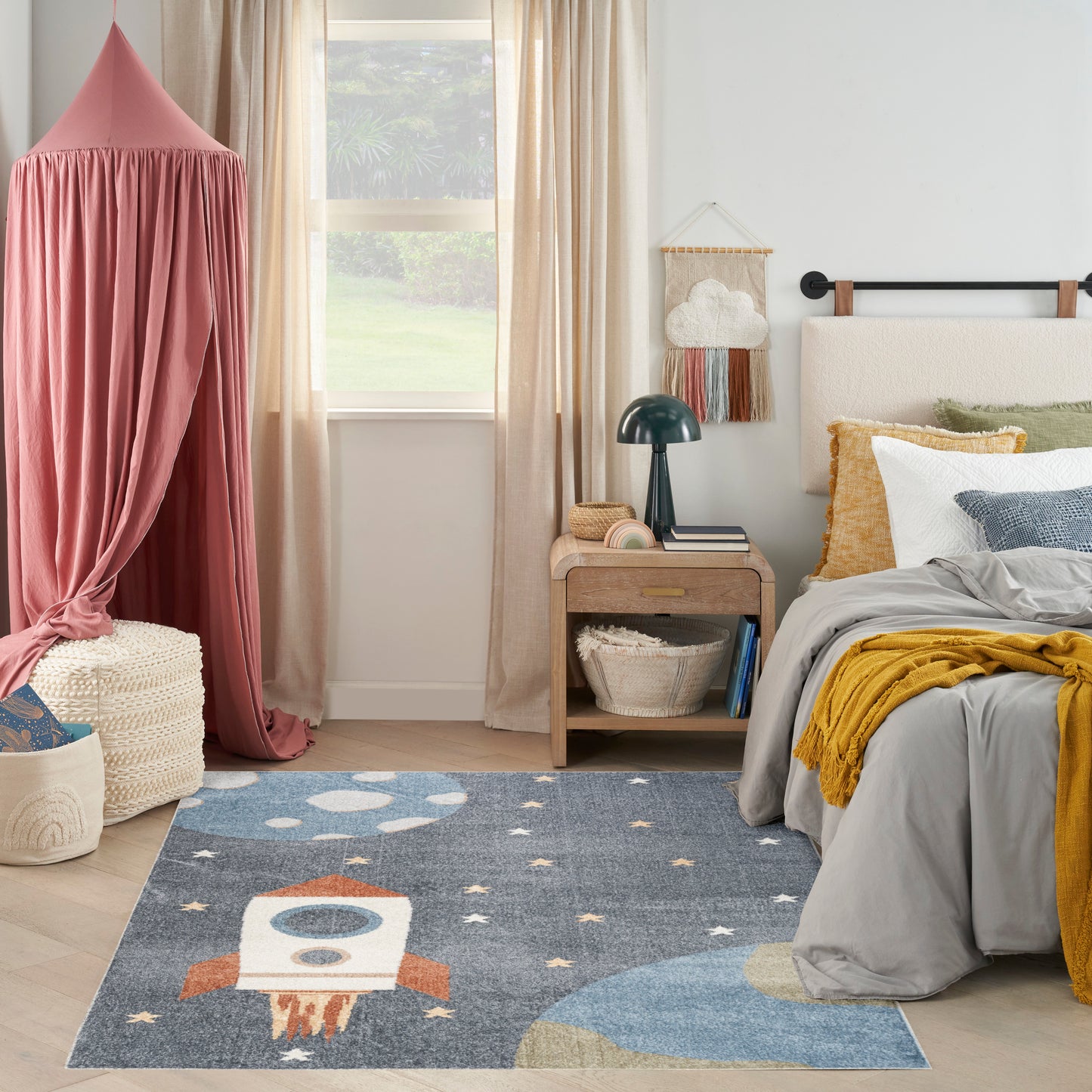 Nourison Home Astra Machine Washable  Sky Blue  Contemporary