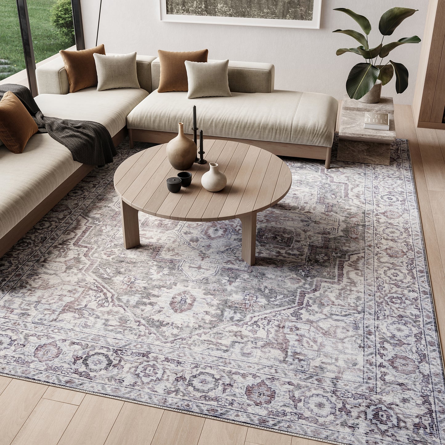 Nourison Home New Concept Washables  Ivory Grey  Traditional
