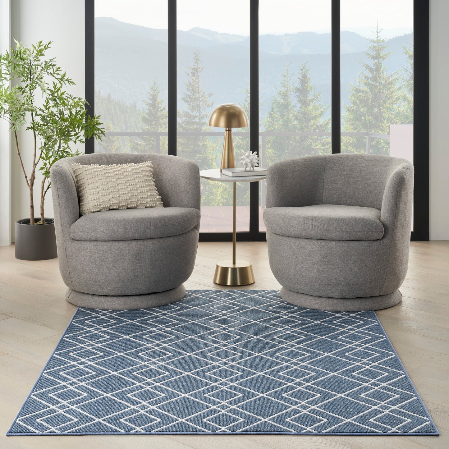 Nourison Home Modern Lines  Denim  Contemporary