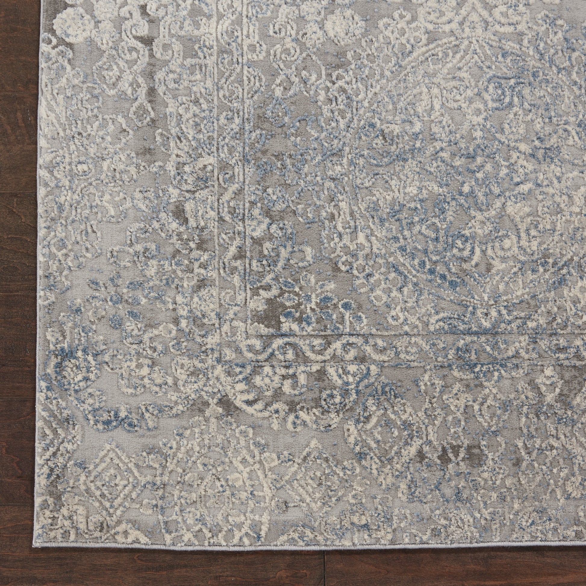 Nourison Home Rustic Textures  Ivory Light Blue  Contemporary