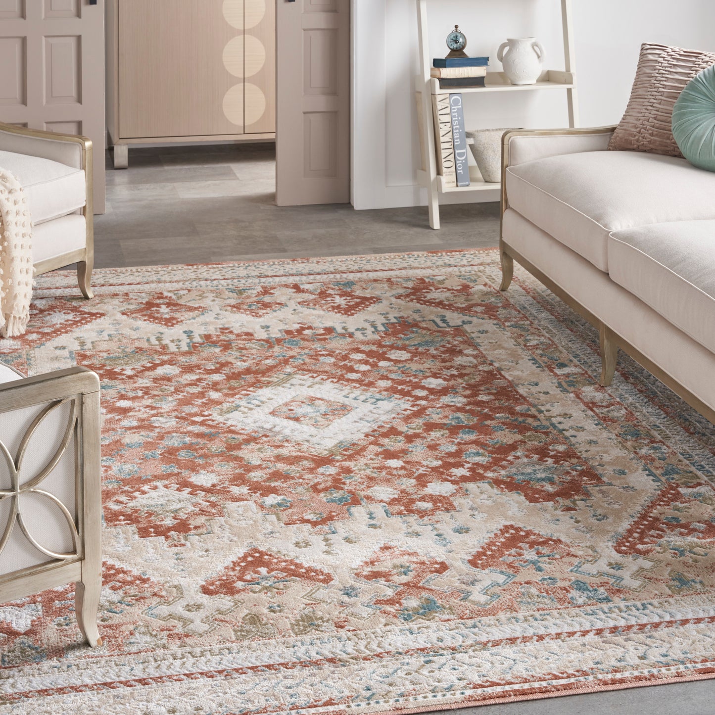 Nourison Home Thalia  Rust Multicolor  Transitional