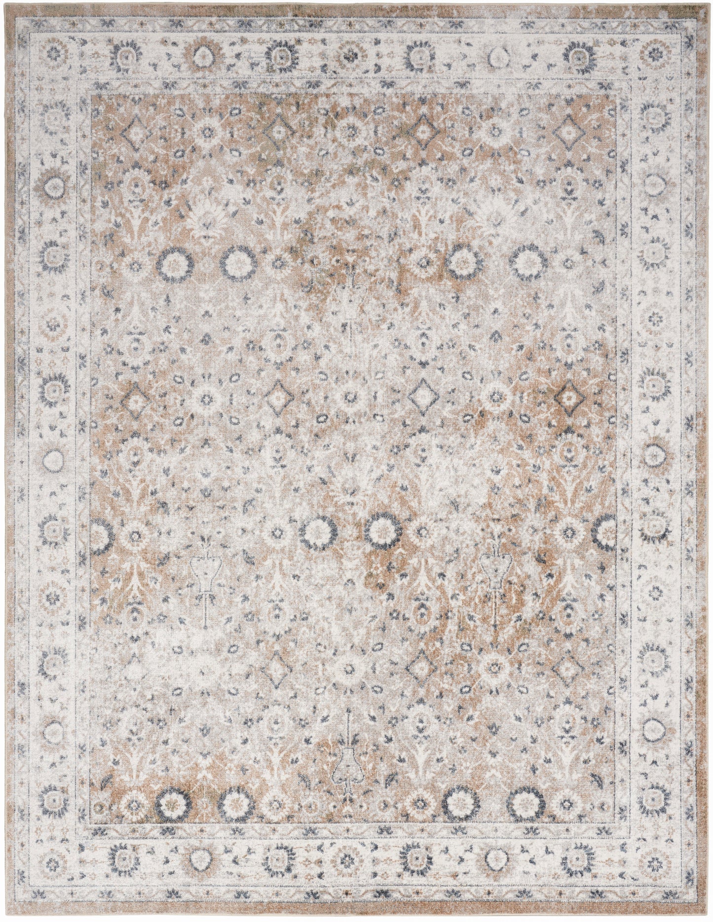 Nourison Home Astra Machine Washable ASW16 Silver Taupe Traditional Power-loomed Rug