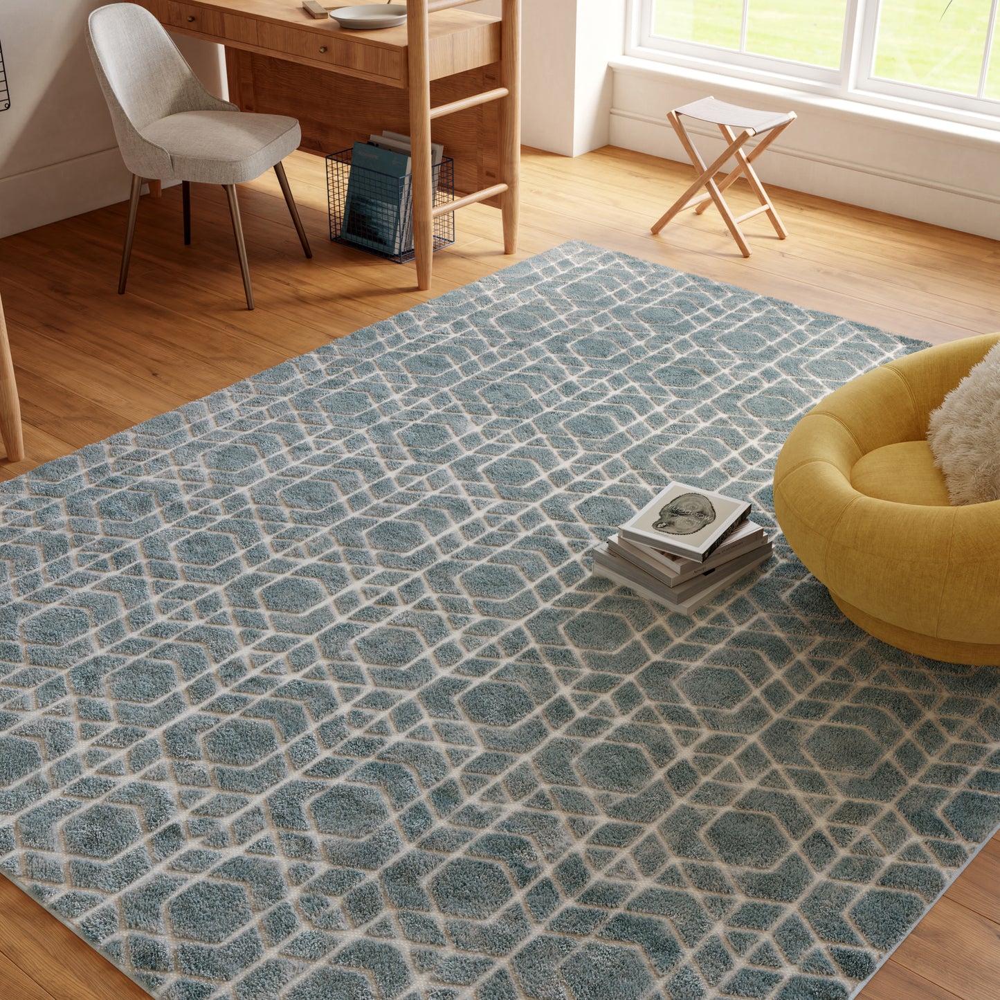 Nourison Home Washable Charm  Blue Ivory  Contemporary