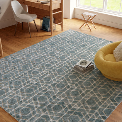 Nourison Home Washable Charm  Blue Ivory  Contemporary