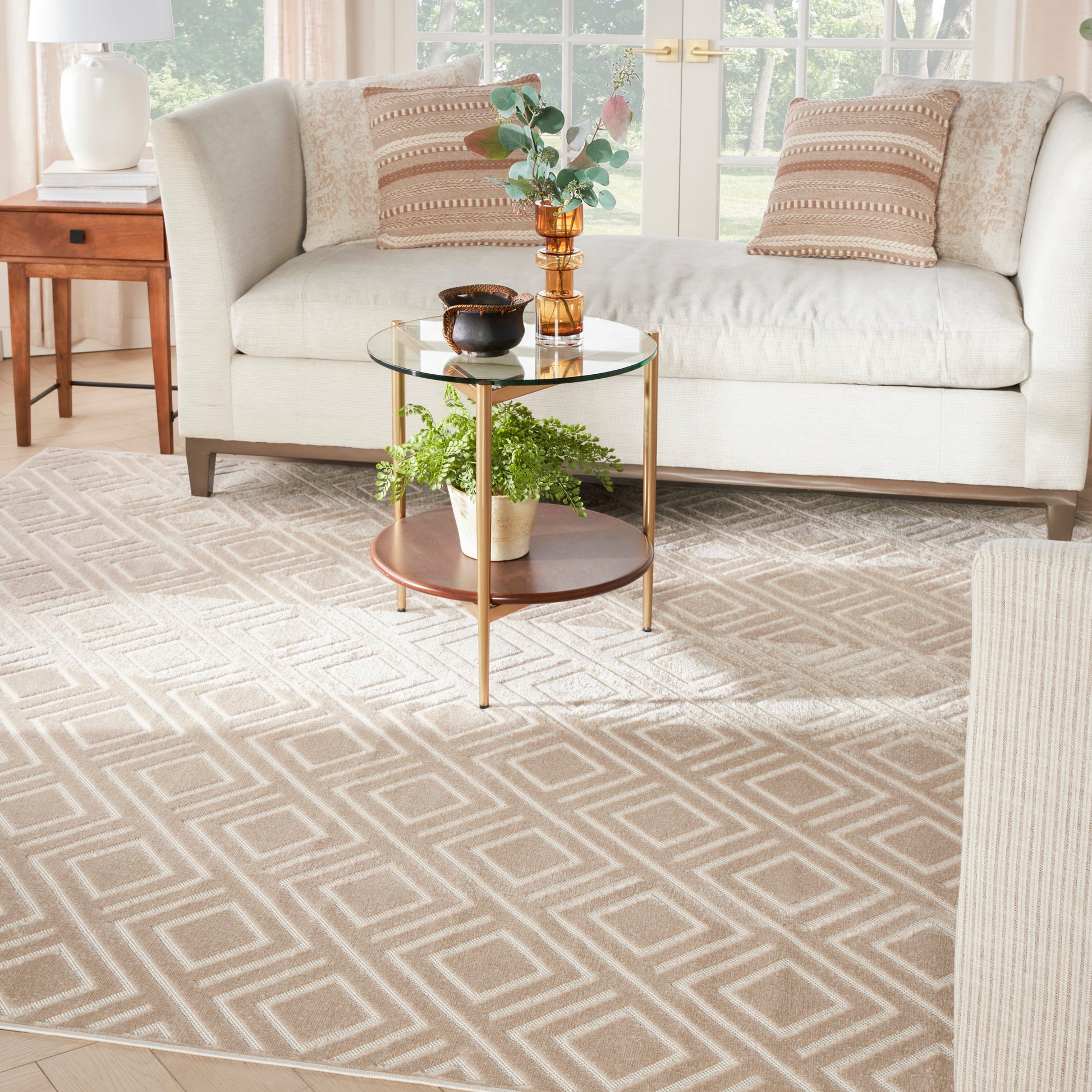 Nourison Home Care Free  Beige  Contemporary