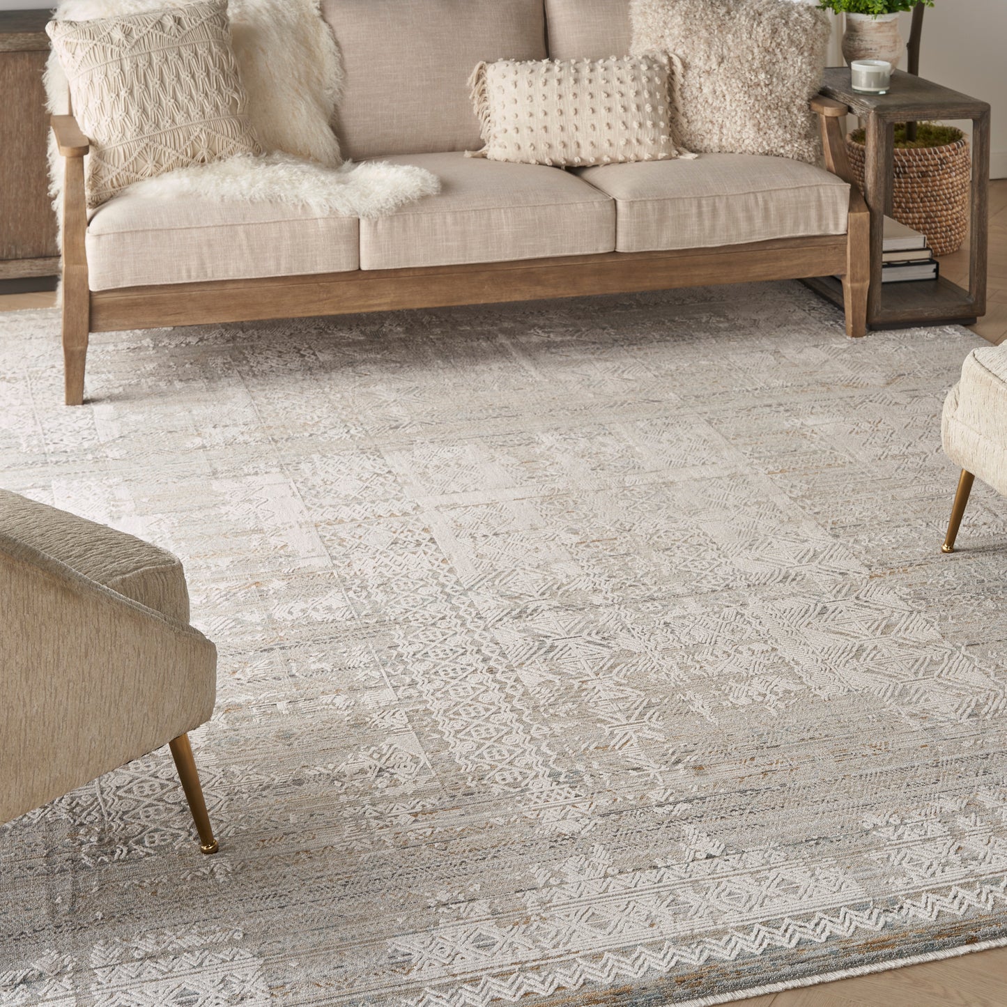 Nourison Home Lynx  Ivory Multicolor  Transitional