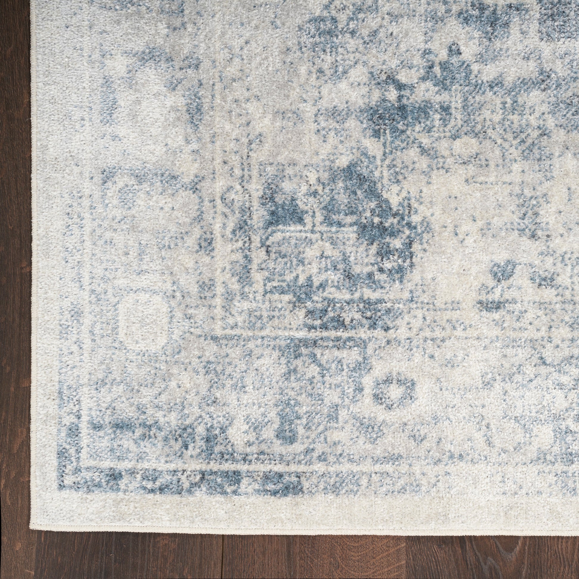 Nourison Home Astra Machine Washable  Blue Ivory  Traditional