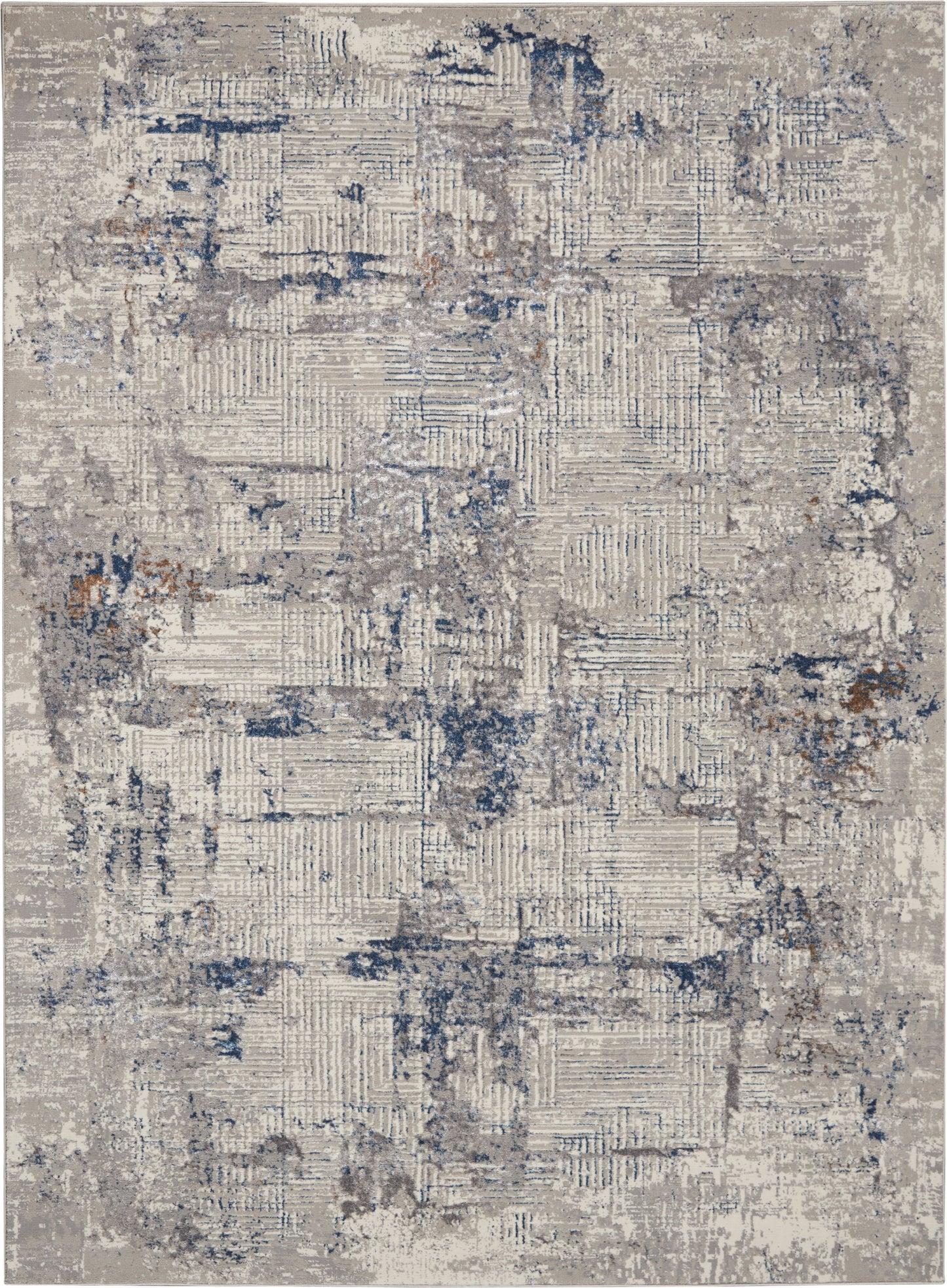 Nourison Home Royal Terrace KI41 Ivory Blue Contemporary Power-loomed Rug