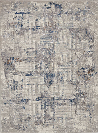 Nourison Home Royal Terrace KI41 Ivory Blue Contemporary Power-loomed Rug
