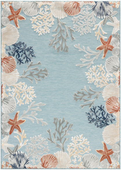 Nourison Home Suncoast SNC04 Teal Multicolor Contemporary Machine Woven Rug