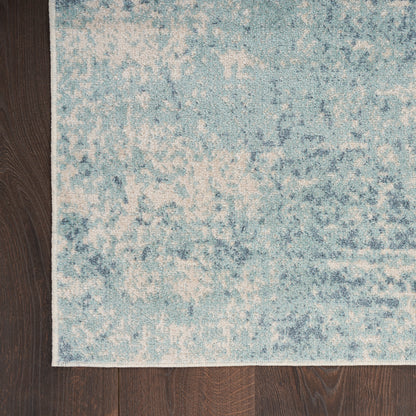 Nourison Home Astra Machine Washable  Blue Ivory  Contemporary