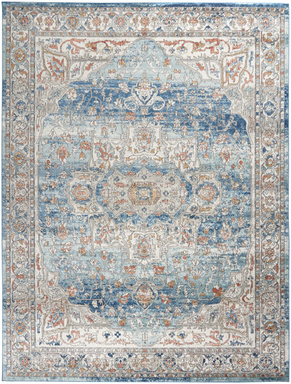 Nourison Home Quarry QUA11 Ivory Blue Traditional Power-loomed Rugs