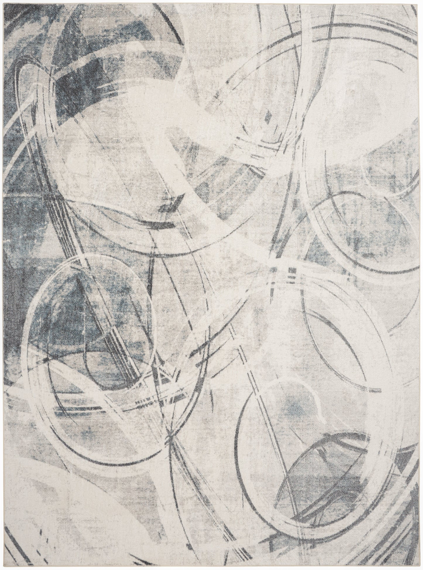 Nourison Home Astra Machine Washable ASW14 Silver Blue Contemporary Power-loomed Rug