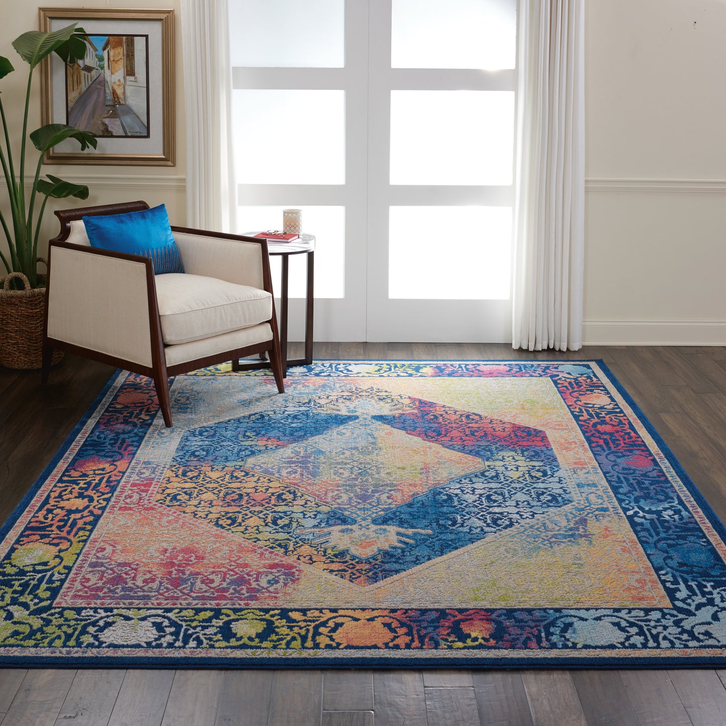 Nourison Home Ankara Global  Blue Multicolor  Transitional