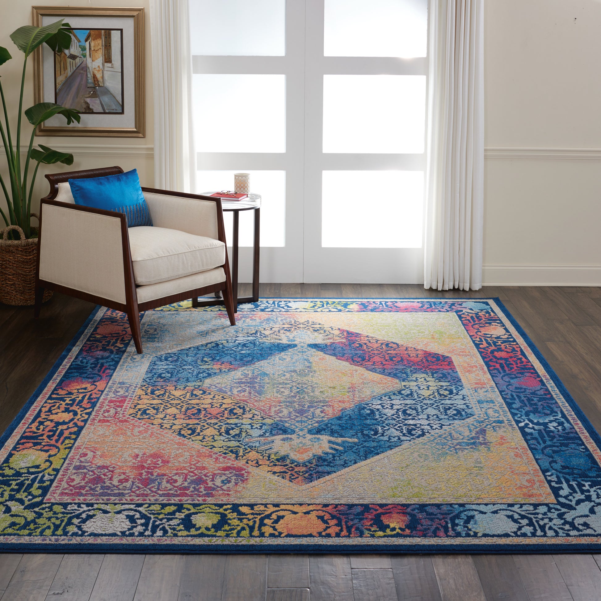 Nourison Home Ankara Global  Blue Multicolor  Transitional