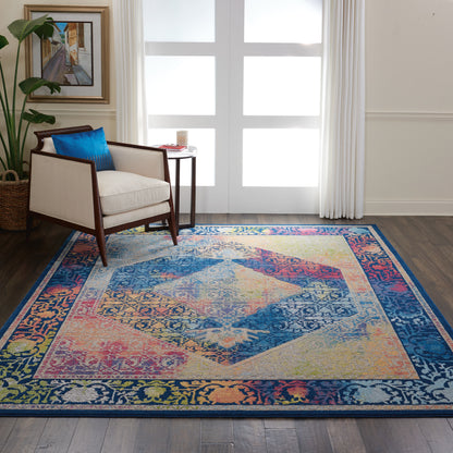 Nourison Home Ankara Global  Blue Multicolor  Transitional